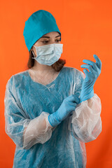  doctor in medical clothes with stethoscope smiling beautifully and posing for the camera.