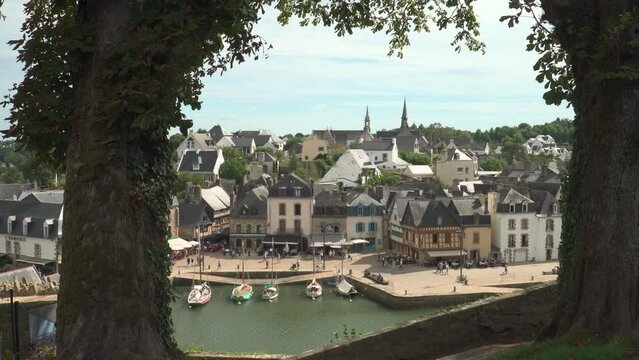 Panorama of harbor and bridge of Port de Saint-Goustan, Auray, Brittany