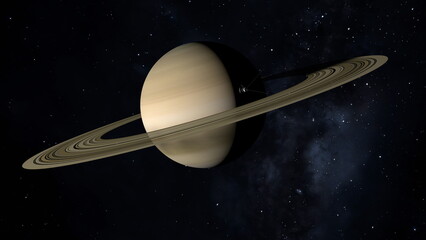 Space probe approaching planet Saturn. 3D illustration. © Sergey Fedoskin