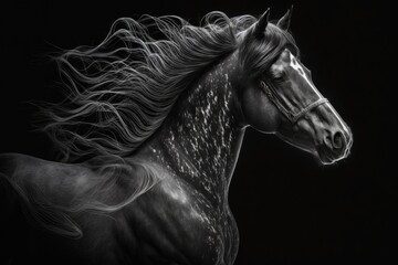 Obraz na płótnie Canvas Fine art, low key pictures of horses. Generative AI