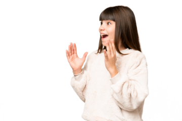 Little girl over isolated green chroma key background with surprise facial expression