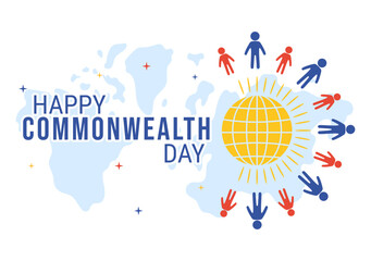 Commonwealth of Nations Day on 24 may Illustration with Helps Guide Activities by Commonwealths Organizations in Flat Hand Drawn Templates