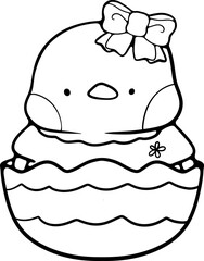 easter egg chicken cute bunny illustration hand drawn coloring book