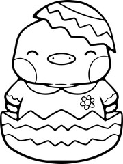 easter egg chicken cute bunny illustration hand drawn coloring book