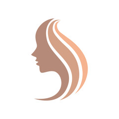 side facing woman icon vector. Woman salon logo sign.