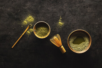 Green matcha tea ceremony