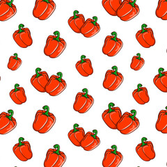 bright seamless pattern with peppers on a transparent background. Vector pattern