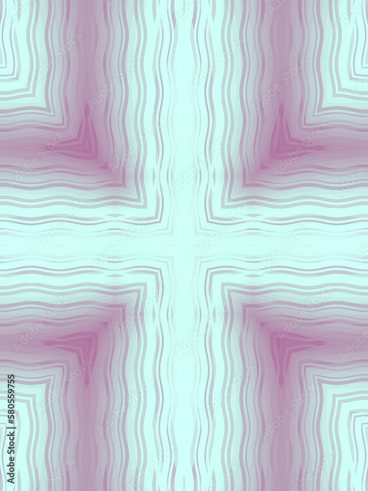 Fototapete Symmetrical composition with simple rounded geometric shapes and trendy gradient. 3d rendering digital illustration
