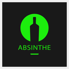 Absinthe. Drink Logo. Bottle Icon Template. Vector Illustration