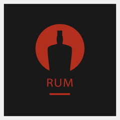 Rum. Drink Logo. Bottle Icon Template. Vector Illustration