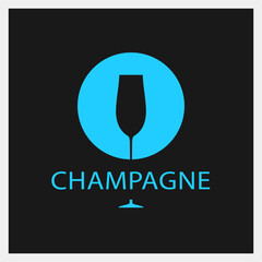 Champagne. Drink Logo. Glass Icon Template. Vector Illustration
