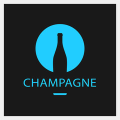 Champagne. Drink Logo. Bottle Icon Template. Vector Illustration