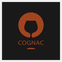 Cognac. Drink Logo. Glass Icon Template. Vector Illustration