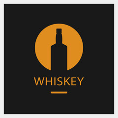Whiskey. Drink Logo. Bottle Icon Template. Vector Illustration