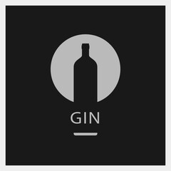 Gin. Drink Logo. Bottle Icon Template. Vector Illustration