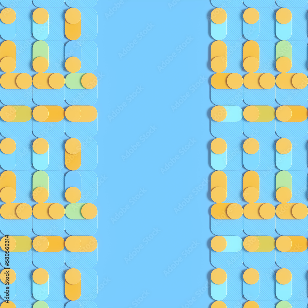 Fototapete digital illustration of abstract geometric yellow and blue pattern. creative concept. 3d rendering