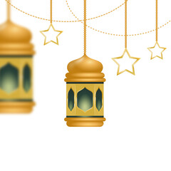 Islamic golden lantern for ramadan ornament