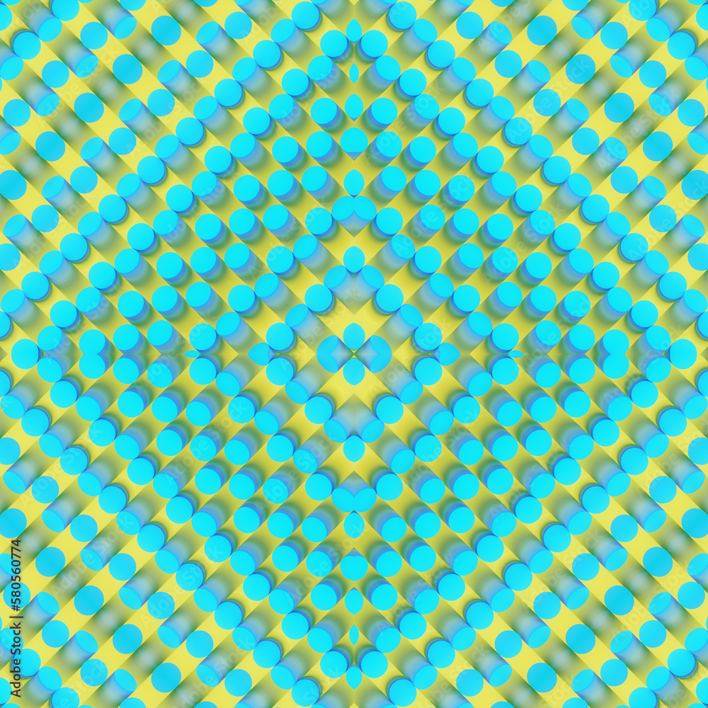 Poster Kaleidoscopic background from a group of inclined cylindrical shapes. 3d rendering digital illustration