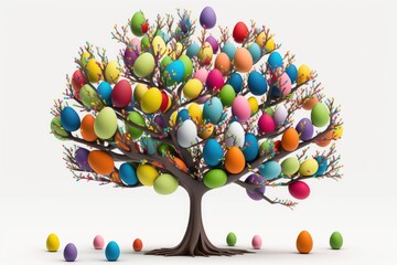 Fototapeta na wymiar tree with easter eggs