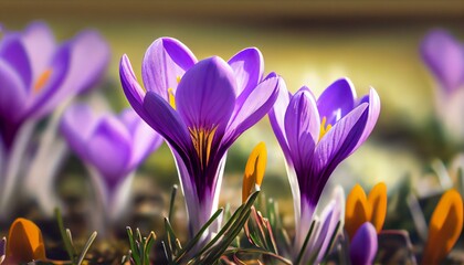 Fototapeta premium crocuses Generative AI