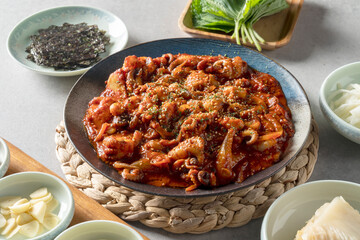 Korean food dish Stir-fried Octopus Set