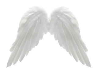white angel wings isolated on white background. Generative AI.