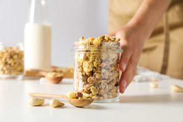 Photo of uncooked food for breakfast - muesli