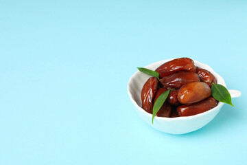 Concept of tasty food, dates, space for text