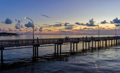 The Fairhope Municipal Pier on Mobile Bay at sunset