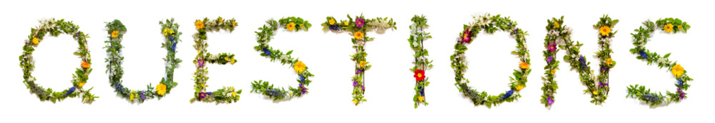 Colorful Blooming Flower Letters Building Word Questions