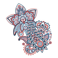 Floral Paisley colorful vector ornament. Isolated Pattern