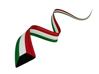 3d Flag Of Kuwait Country Shiny Wavy 3d Flag Ribbon Isolated On White Background 3d illustration