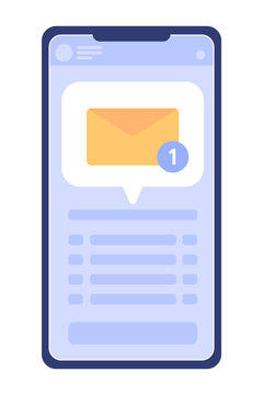 Messenger application on mobile phone flat concept vector spot illustration. Editable 2D cartoon icon on white for web design. Receiving message, email creative idea for website, mobile, magazine