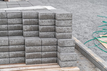 concrete blocks for the construction of sidewalks and roads