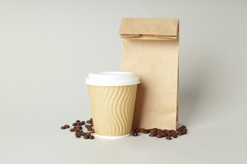 Blank paper cup, composition for delivery and take away concept