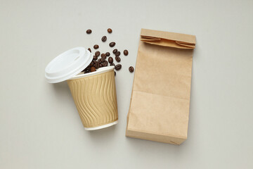 Blank paper cup, composition for delivery and take away concept