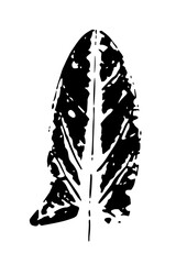Vector printed silhouette of leaf. Botanical element, isolated on white background.