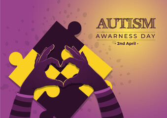 Autism Awareness Day with Puzzle Pieces in Flat Style