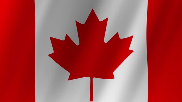 Animation of Canada flag waving in the wind. Realistic animated Canadian Flag. Background with flag of Canada for Canada independence day. Video for graphic editing, 4k animation, 3d rendering