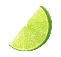Natural fresh lime slice isolated, transparent png, PNG format, cut-out.