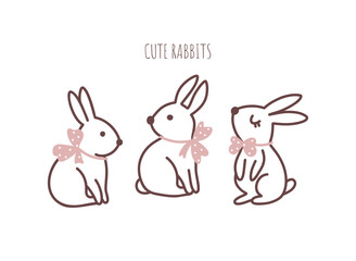 Cartoon vector illustration with rabbits