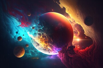 Colorful illustration of planets and space