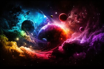 Colorful illustration of planets and space