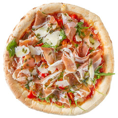 Pizza Parmigiana jambon cru tomate parmesan roquette