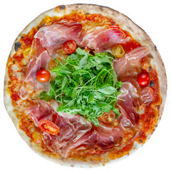 Pizza jambon de parme tomate roquette
