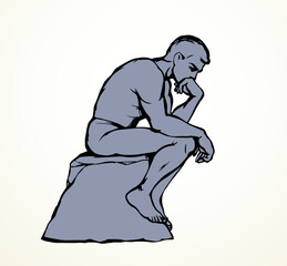 Vector drawing. Sculpture of a male thinker