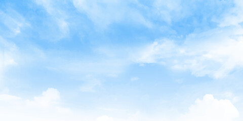 Blue sky and white clouds floated in the sky on a clear day with warm sunshine combined with cool breeze blowing sky image. Vector illustrator