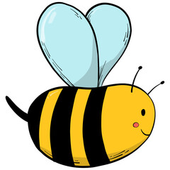 Environment, zero waste PNG doodle on a cute bee, clip art, sketched cartoon element for stickers, prints, cards, sublimation, etc.