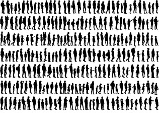 Large collection silhouettes of people.	 - 580574769