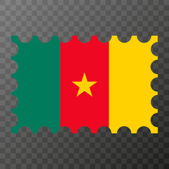 Postage stamp with Cameroon flag. Vector illustration.